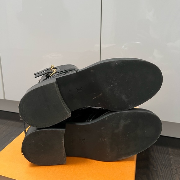 Louis Vuitton Black Glazed Calfskin Midtown Ankle Boots SIZE 39 - Picture 6 of 7